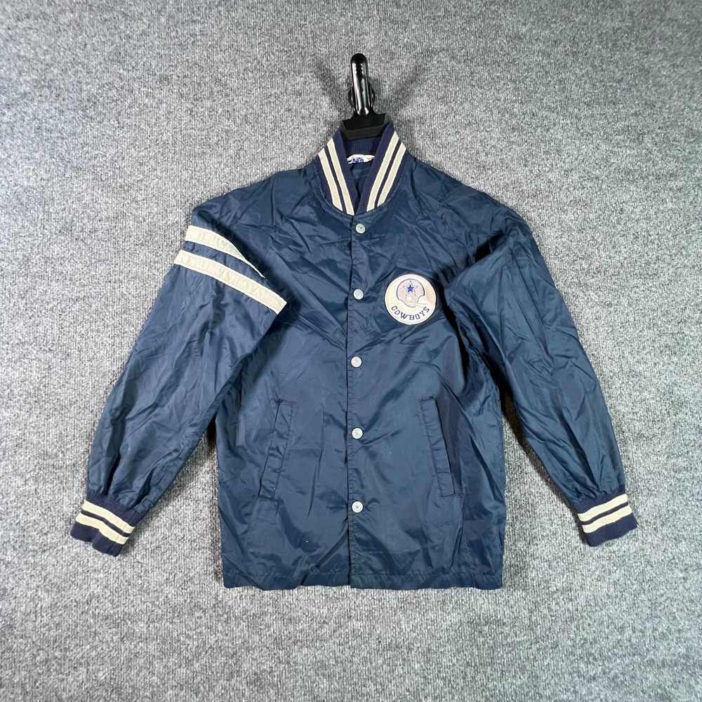 Vintage NFL Stahl Urban Coach Dallas Cowboys Bomber Jacket Youth 14 Navy Blue